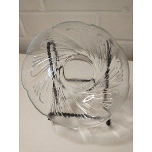 Vintage 5" Trinket Candy Dish Berry Dessert Bowl Swirl Pressed Cut Glass Heavy